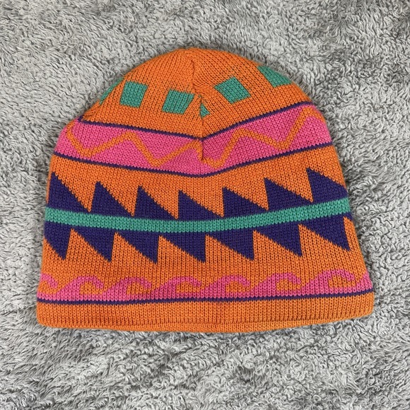Vintage Patagonia Wool Beanie 80s/90s Geometric PatternAdults Hat Winter